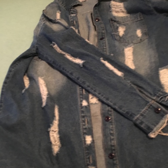 Denim blue jean button up shirt - Picture 2 of 5